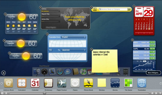 dashboard mac OS X